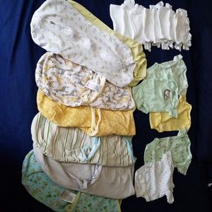 Newborn baby clothes from Gerber and Swaddle me